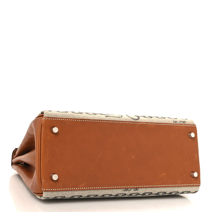 Hermes Natural Barenia Toile De Camp Dechainee Kelly 28 Fauve 4 of 12