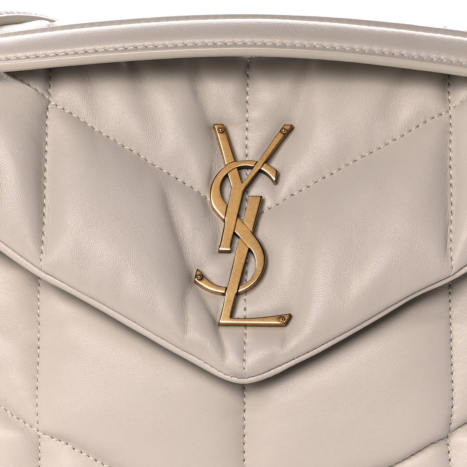 Saint Laurent Lambskin Quilted Small Loulou Puffer Monogram Chain Satchel Blanc Vintage 11 of 11