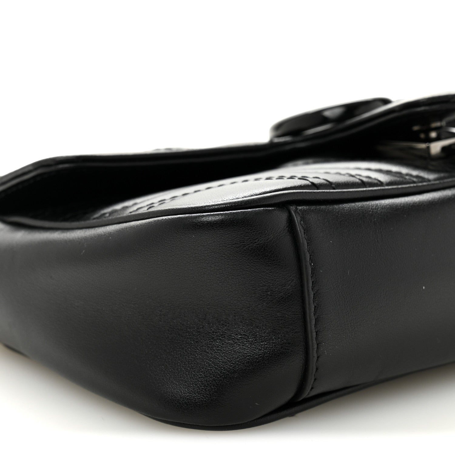 Gucci Calfskin Matelasse Monochrome Mini GG Marmont Shoulder Bag Black 9 of 10