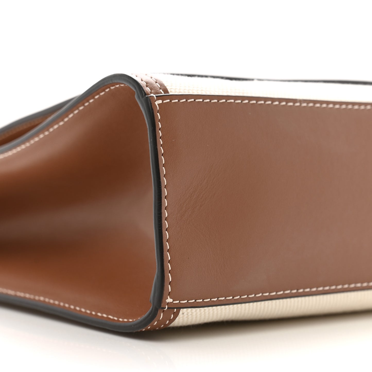 Canvas Smooth Calfskin Two Tone Medium Pocket Bag Natural Malt Brown