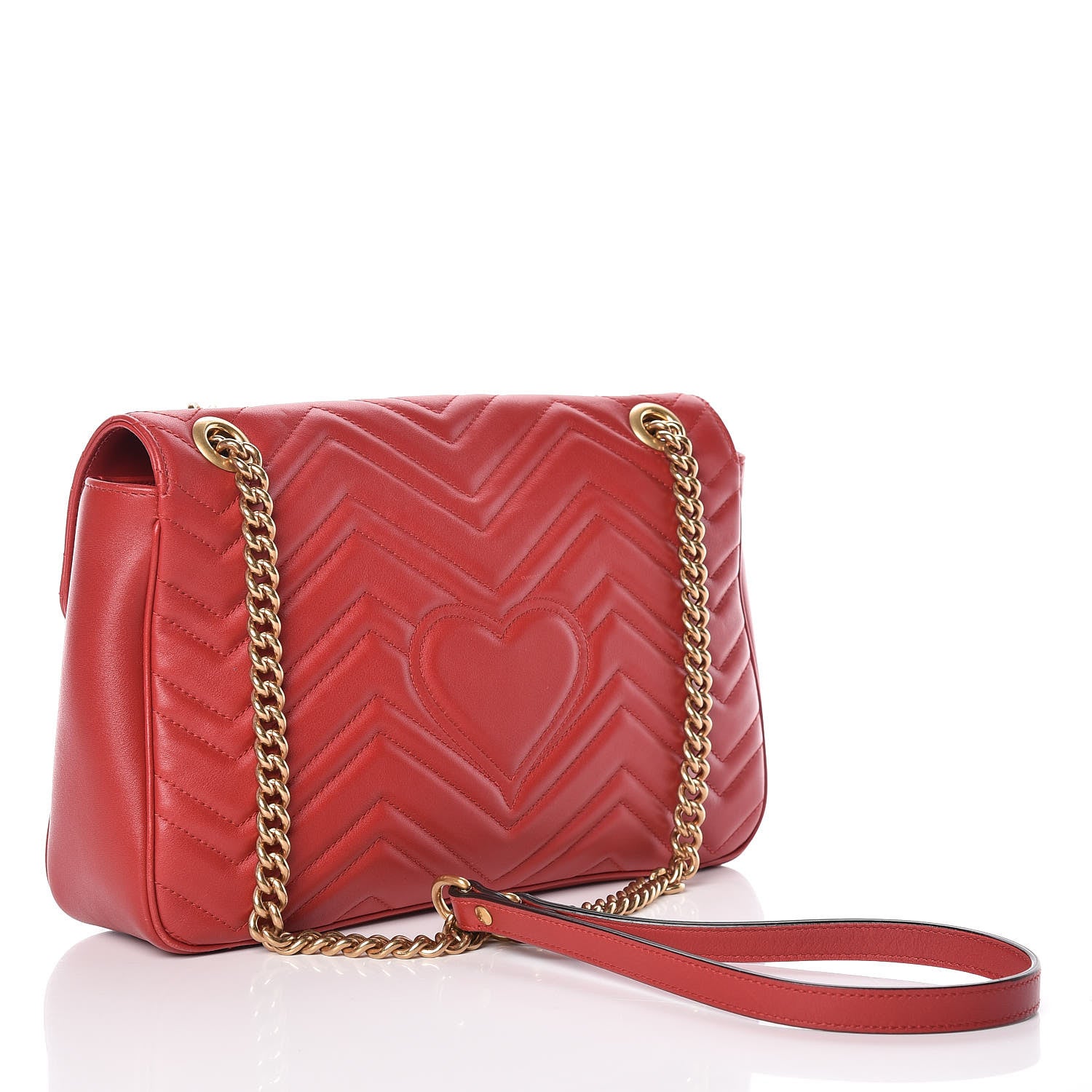 Gucci Calfskin Matelasse Medium GG Marmont Shoulder Bag Hibiscus Red 3 of 14