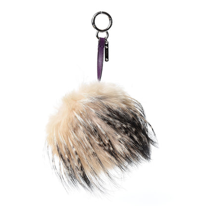 Fendi Fox Mink Rabbit Fur Sparkle Monster Bag Bug Charm Orange Multicolor 2 of 5