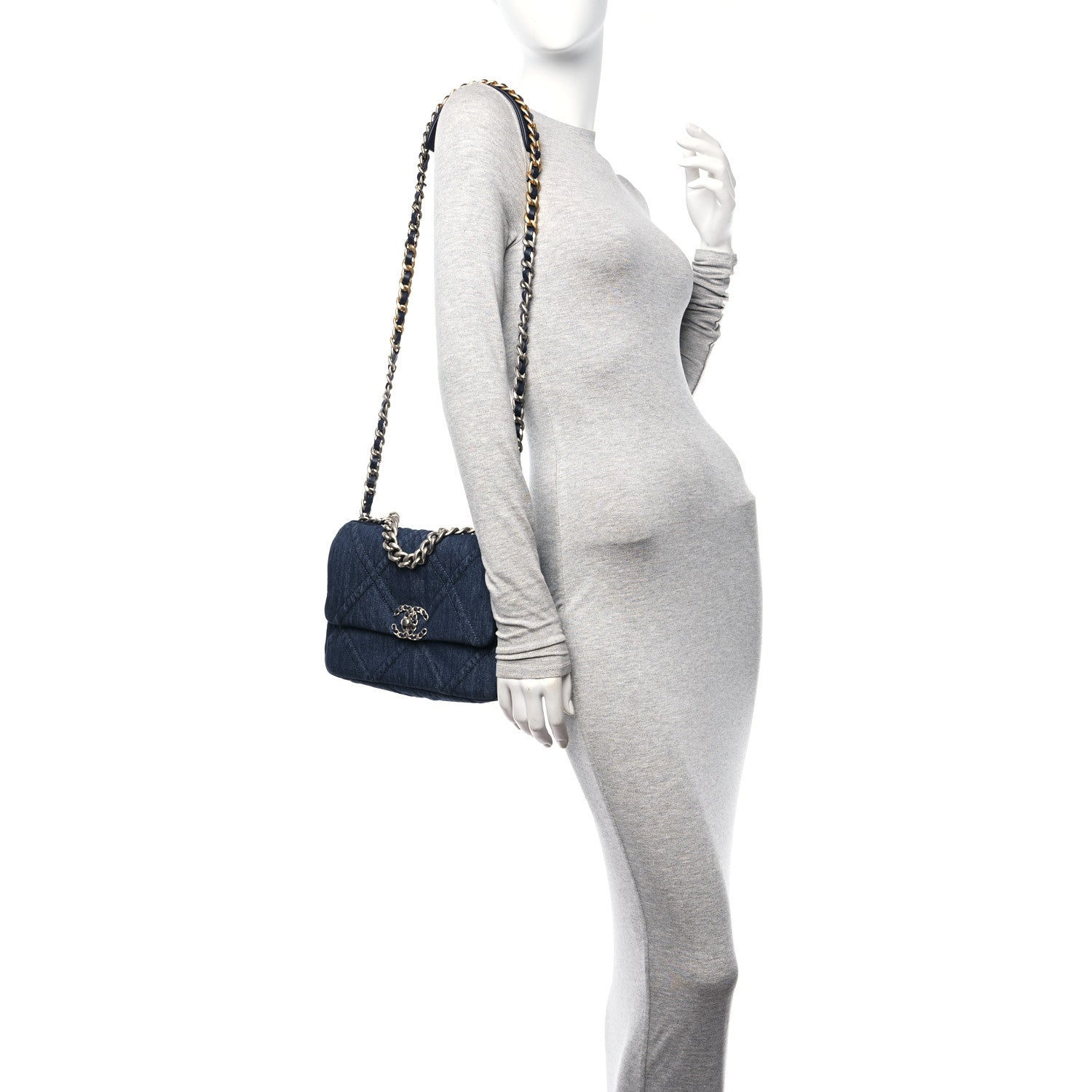 Chanel Denim Quilted Medium Chanel 19 Flap Blue 2 of 11