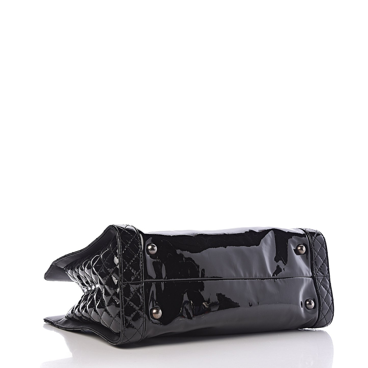 Patent Quilted Reverso Boy Tote Black
