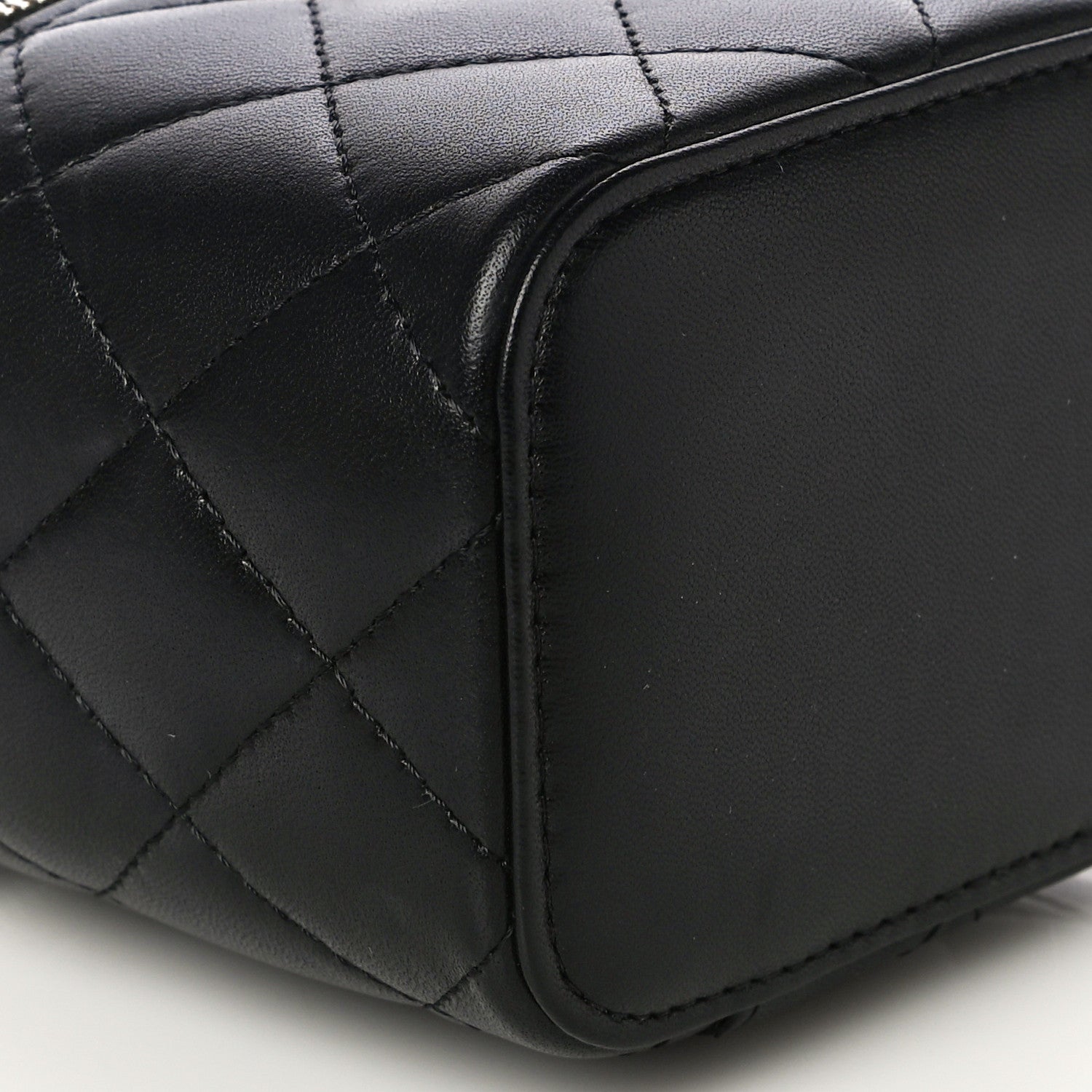 Chanel Lambskin Quilted Top Handle Mini Vanity Case With Chain Black 9 of 11
