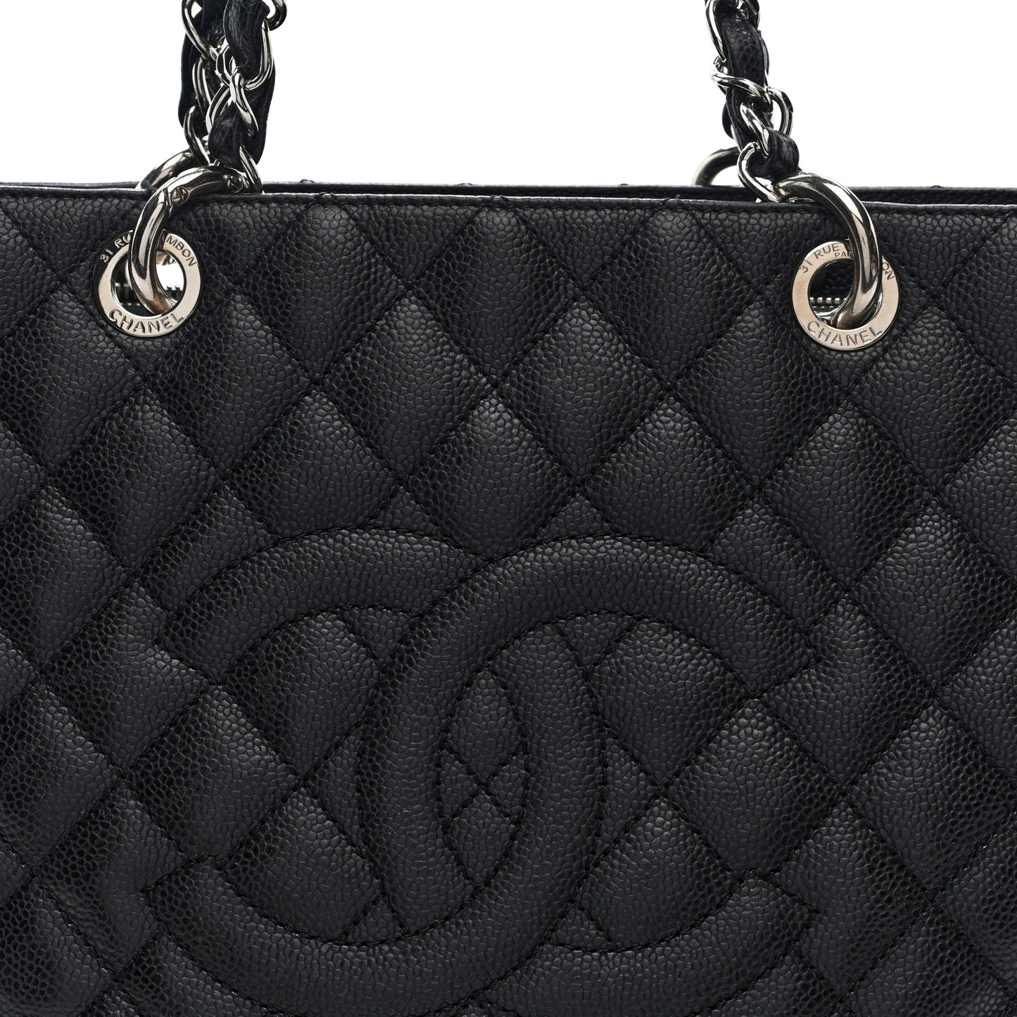 Caviar Quilted Grand Shopping Tote GST Black  Black