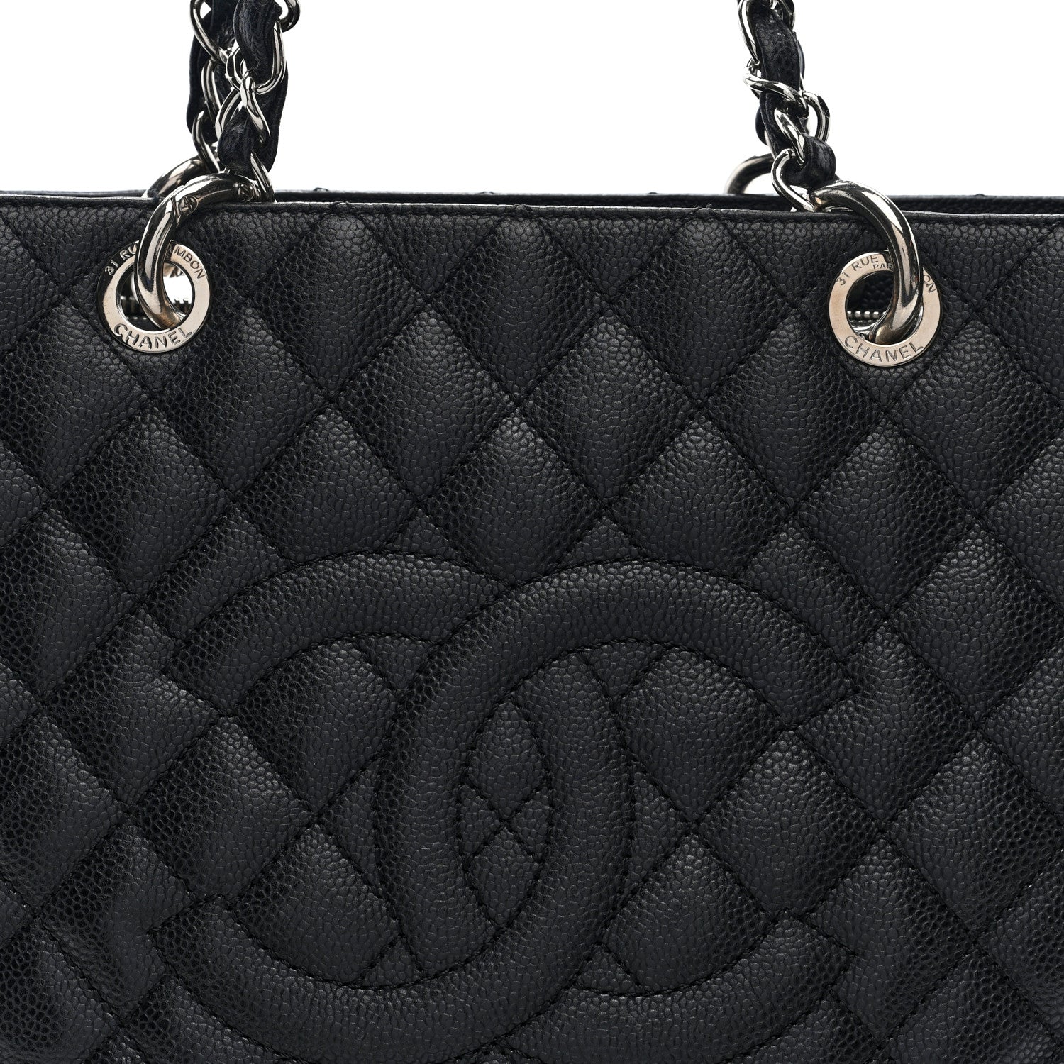 Chanel Caviar Quilted Grand Shopping Tote GST Black  Black 8 of 10