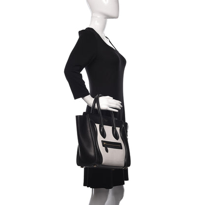 Celine Shrunken Lambskin Micro Bi-Color Luggage Black White 2 of 13