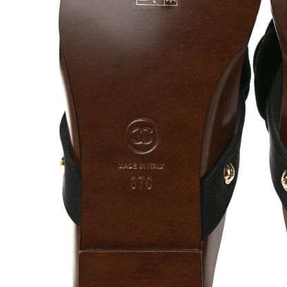 Chanel Grosgrain Camellia Thong Sandals 37 Black 6 of 8