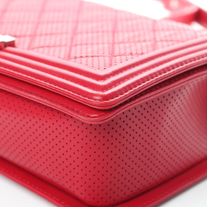 Chanel Perforated Lambskin Quilted New Medium Boy Flap Dark Pink 11 of 16