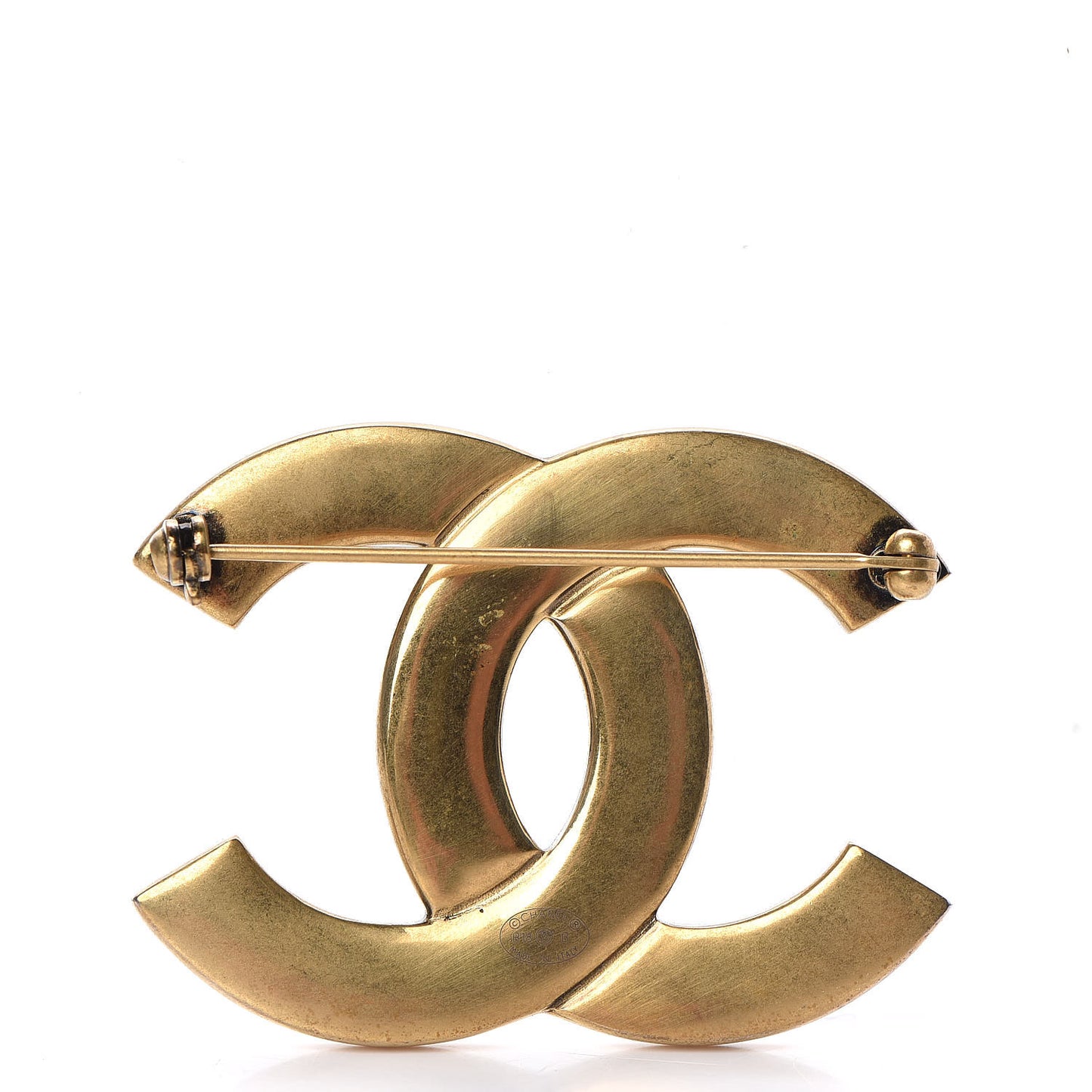 Metal CC Brooch Gold