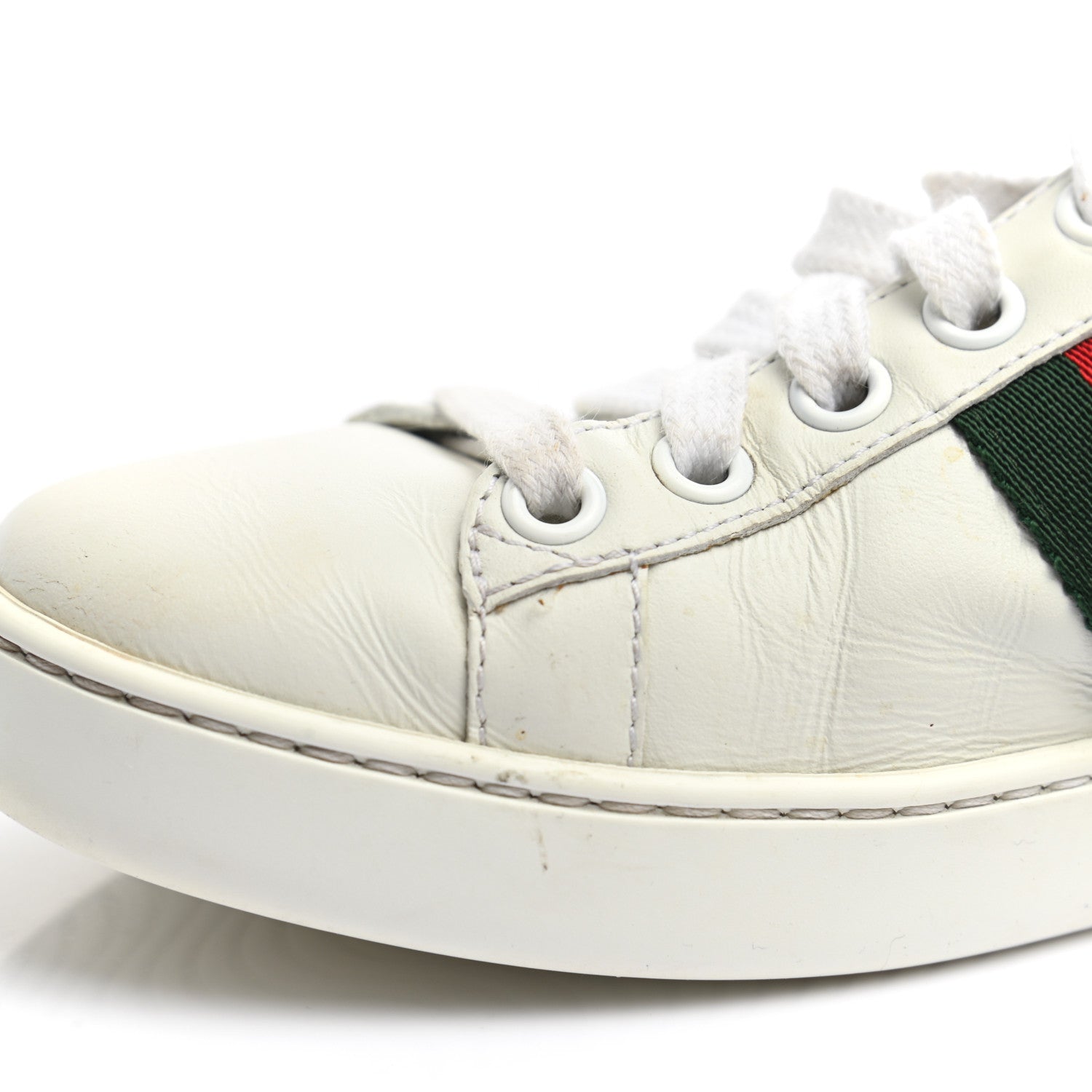 Gucci Calfskin Web Pearl Studded Womens Ace Sneakers 35 White 11 of 13