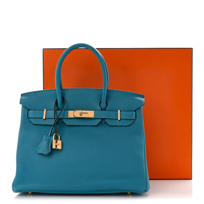 Hermes Taurillon Clemence Birkin 30 Turquoise 12 of 12