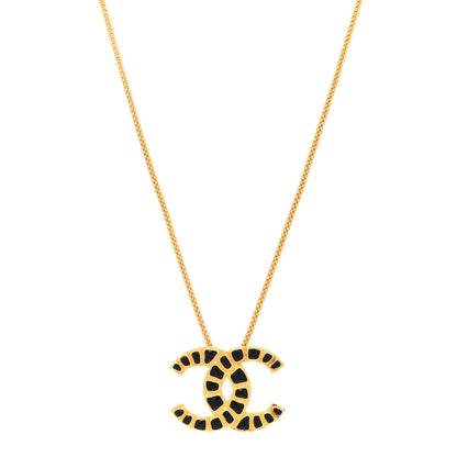 Chanel Resin Along The Nile CC Pendant Necklace Gold Black 1 of 5