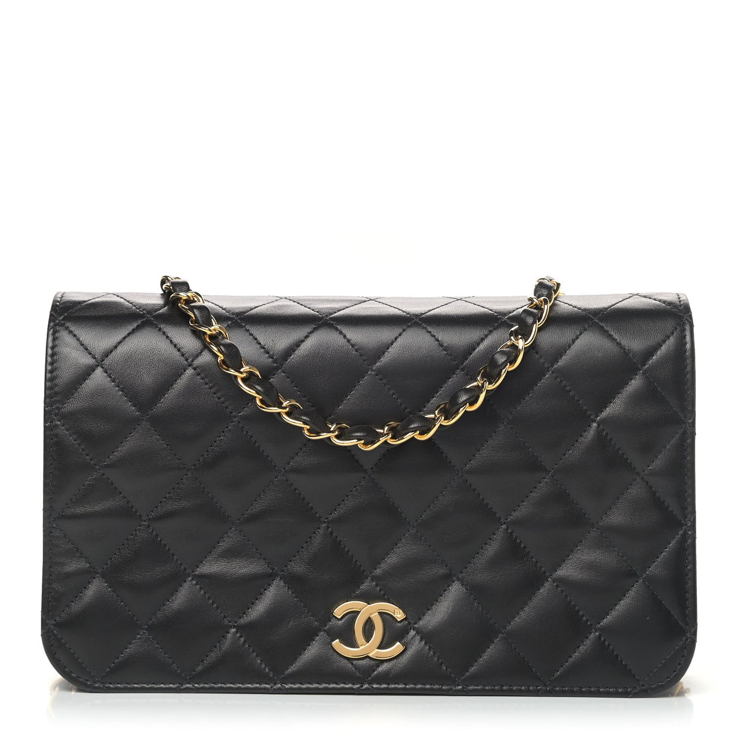 Lambskin Quilted Small Single Flap Black