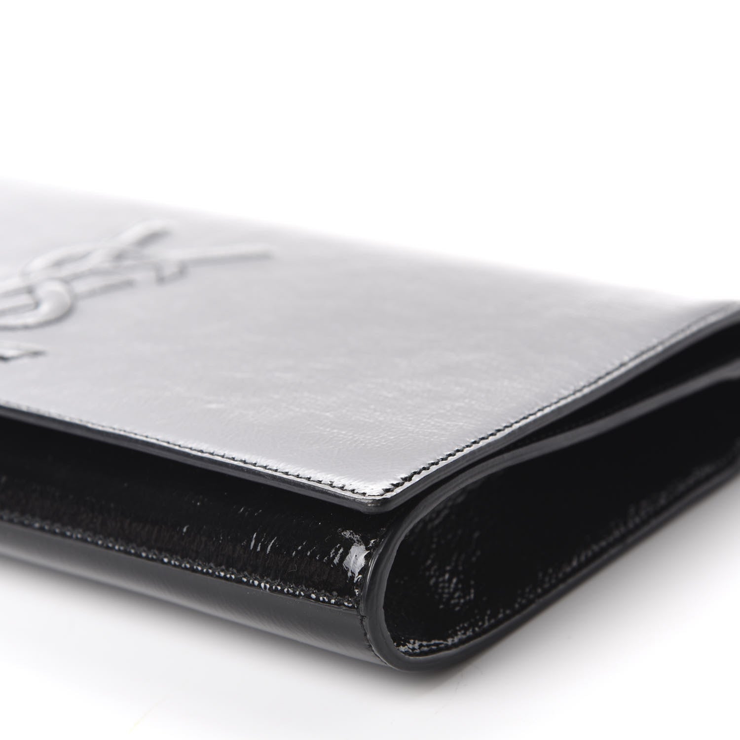 Saint Laurent Textured Patent Monogram Large Belle De Jour Clutch Black 7 of 11