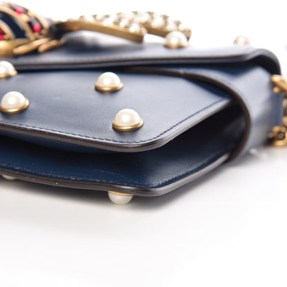 Gucci Nappa Pearl Studded Mini Queen Margaret Broadway Shoulder Bag Blue Agata 6 of 12