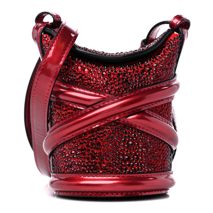 Alexander McQueen Metallic Calfskin Crystal Micro Curve Bucket Bag Red 1 of 11