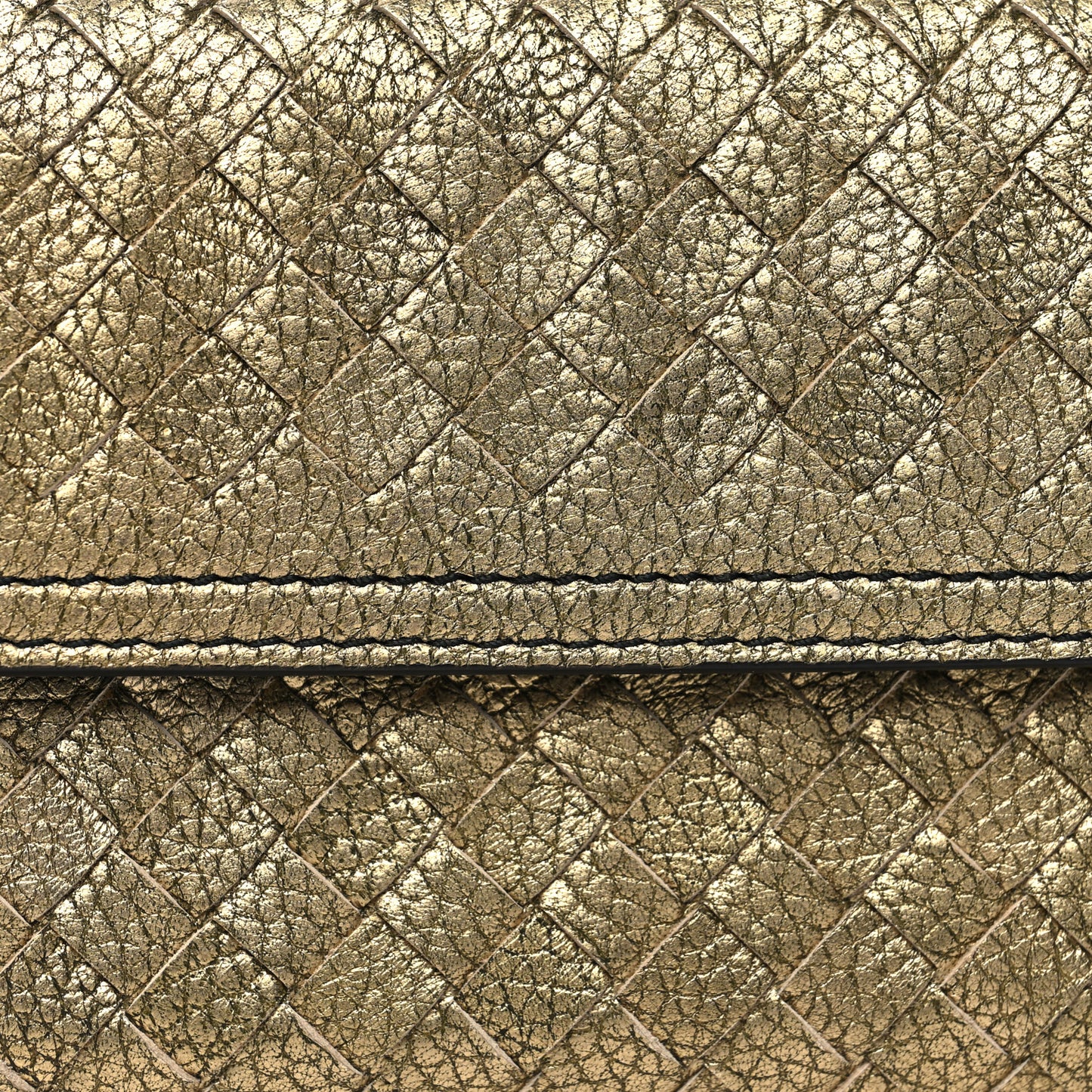 Metallic Nappa Intrecciato Continental Flap Wallet Champagne
