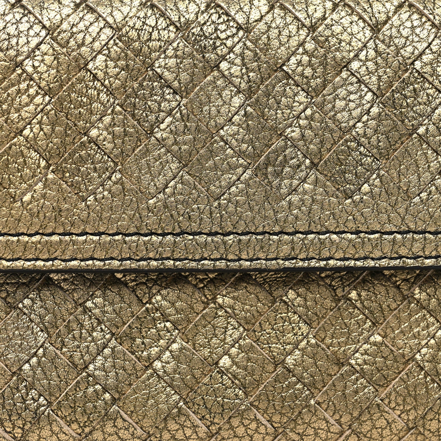 Bottega Veneta Metallic Nappa Intrecciato Continental Flap Wallet Champagne 9 of 9