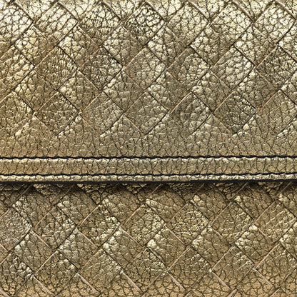 Bottega Veneta Metallic Nappa Intrecciato Continental Flap Wallet Champagne 9 of 9