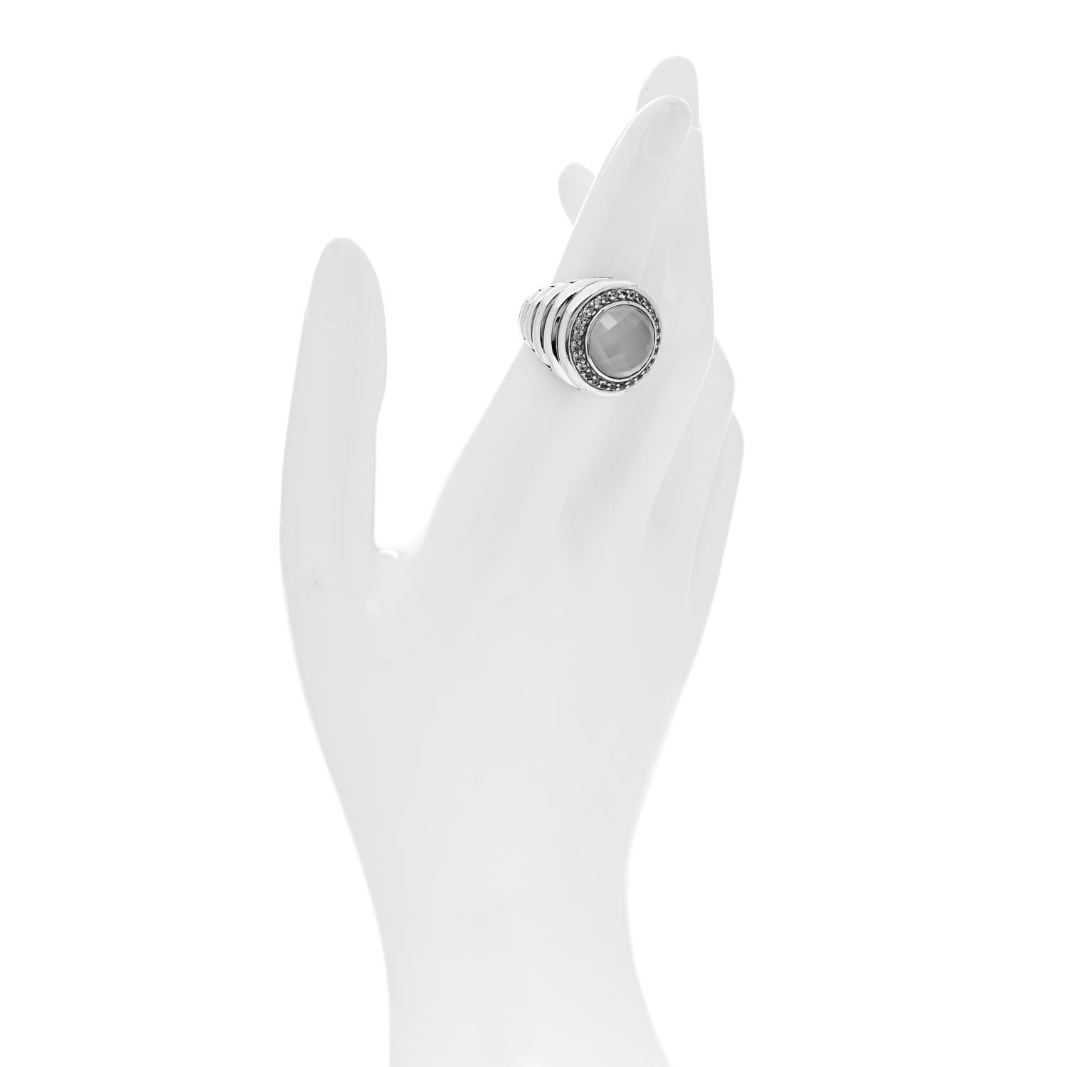John Hardy Sterling Silver White Quartz White Sapphire Batu Bedeg Ring 52 6 2 of 7