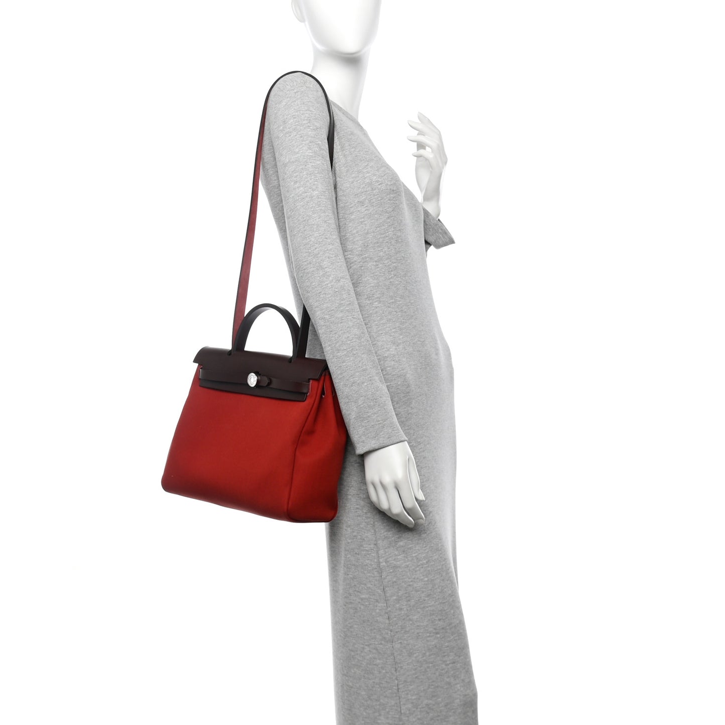Military Toile Vache Hunter Tri-Color Herbag Zip Retourne 31 PM Rouge H Rouge Sellier Rose Mexico