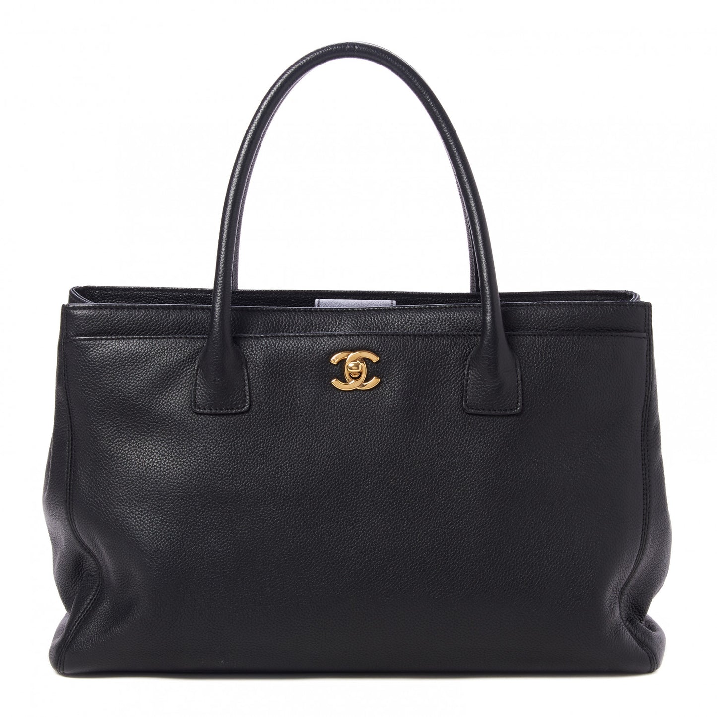 Calfskin Cerf Executive Shopper Tote Black