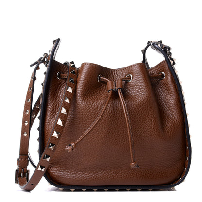 Valentino Garavani Grained Calfskin Rockstud Bucket Bag Deep Cuir 1 of 9
