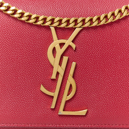 Saint Laurent Grain De Poudre Small Deconstructed Monogram Kate Satchel Red 9 of 13
