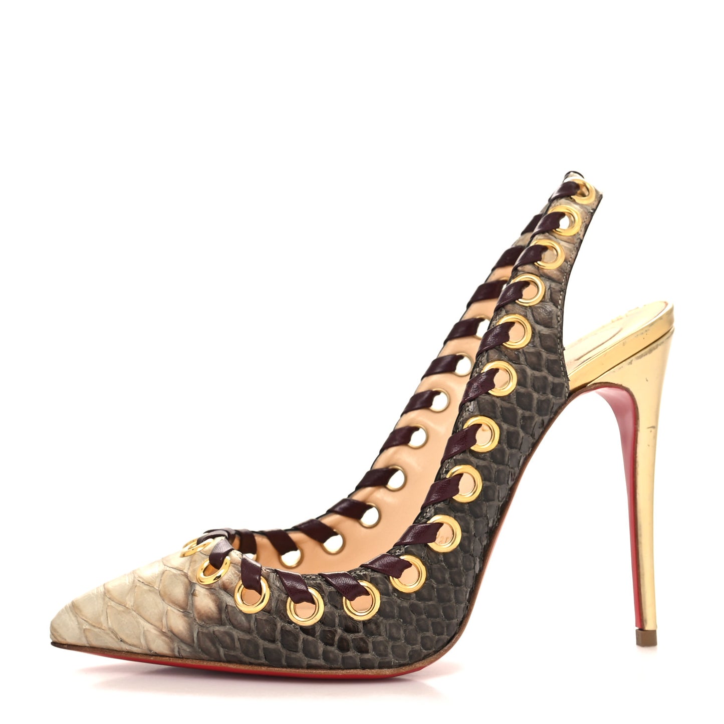 Snakeskin Ostri 100 Slingback Pumps 36 Naturel