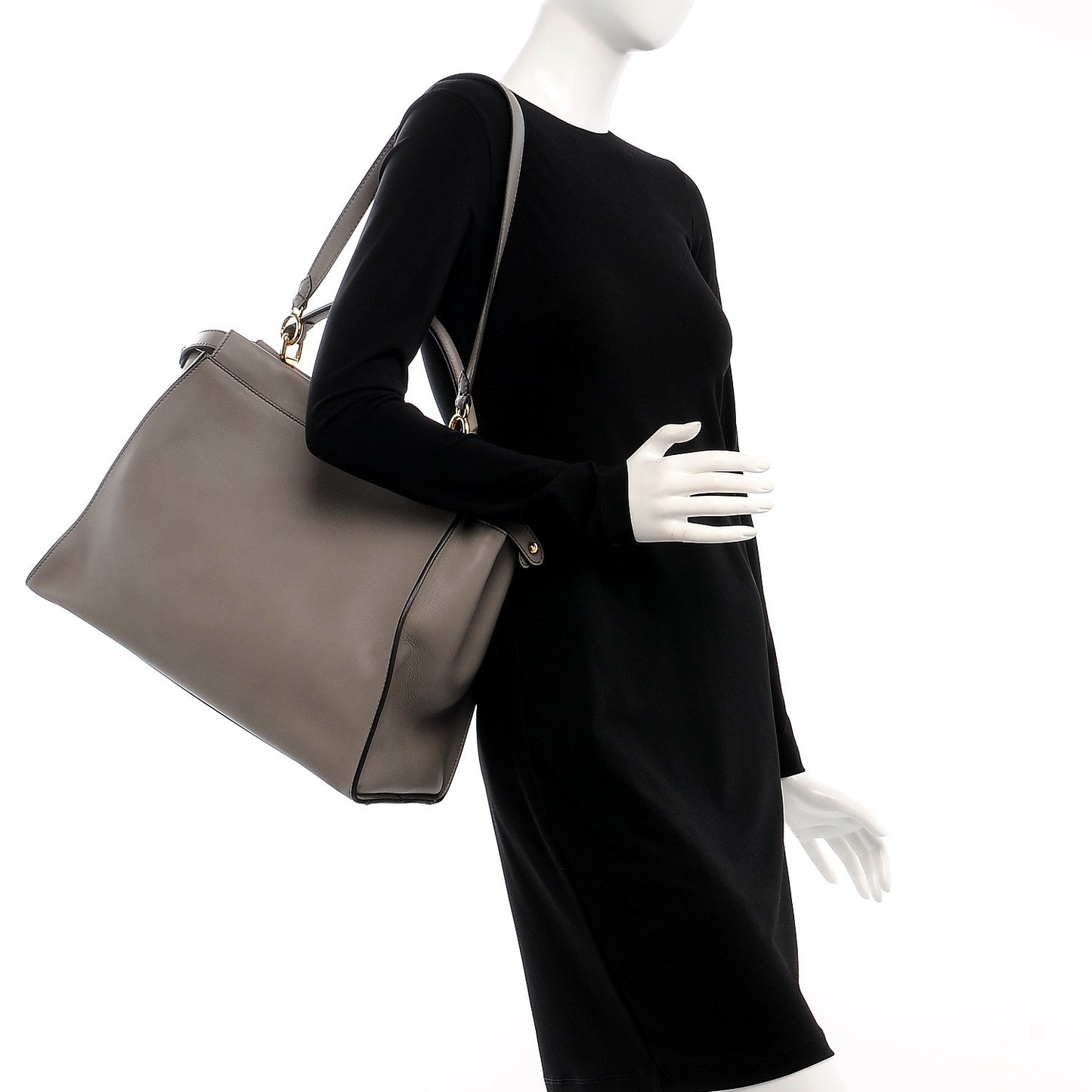 Vitello Seta Suede Plexiglass Tortoise Large Peekaboo Iconic Satchel Asfalto Marrone