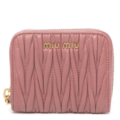 Miu Miu Nappa Matelasse Zip Around Compact Wallet Loto 1 of 11