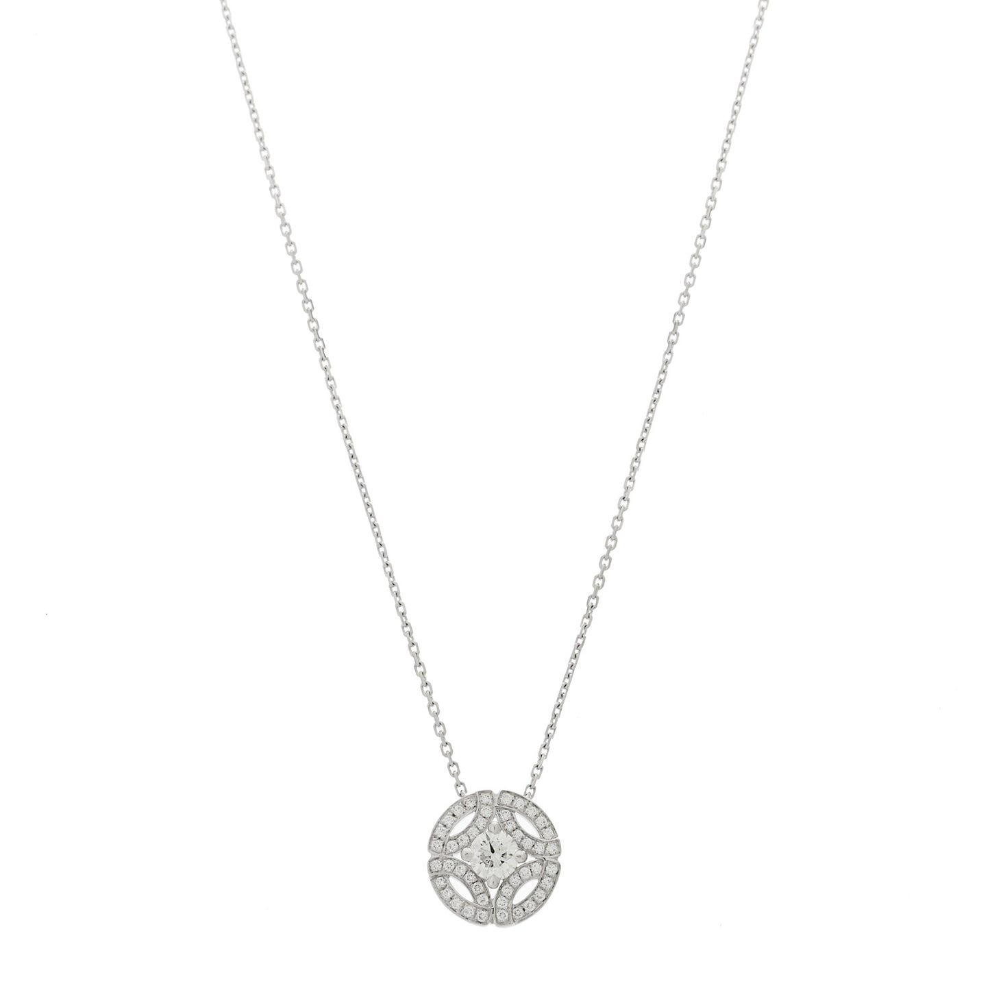 18K White Gold Diamond .30ct Galanterie de Cartier Paved Pendant Necklace