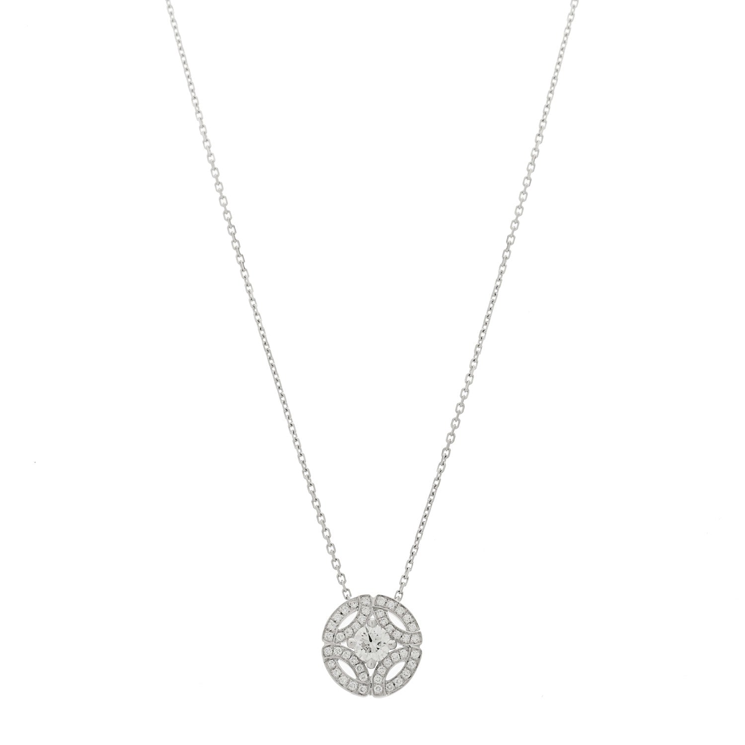 Cartier 18K White Gold Diamond .30ct Galanterie de Cartier Paved Pendant Necklace 1 of 5