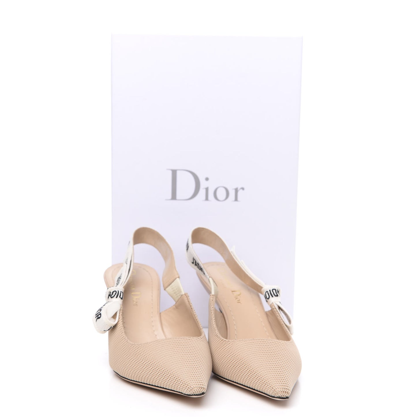 Technical Canvas Ribbon J Adior Slingback 65mm Pumps 37 Powder Nude