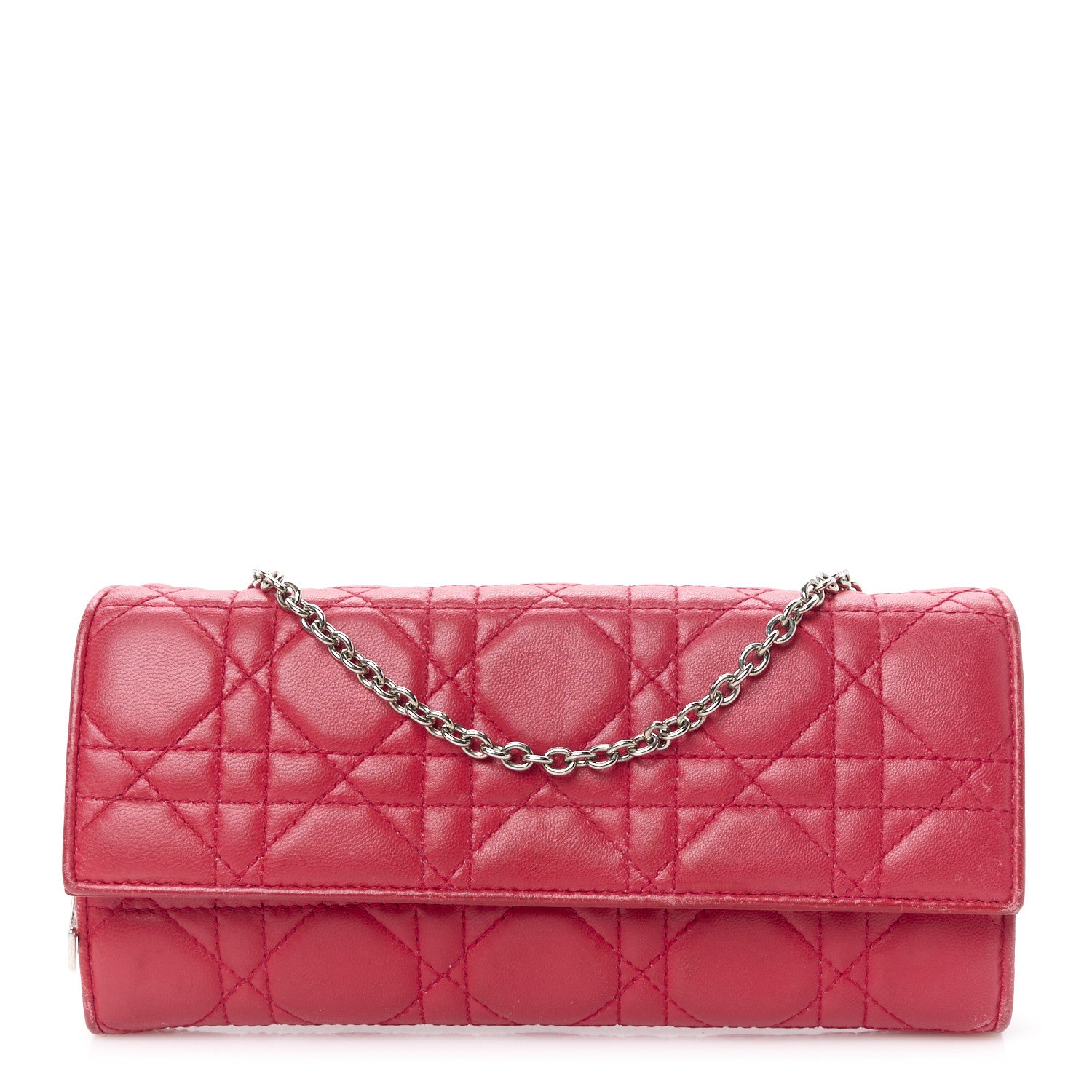 Christian Dior Lambskin Cannage Lady Dior Rendezvous Wallet On Chain ...