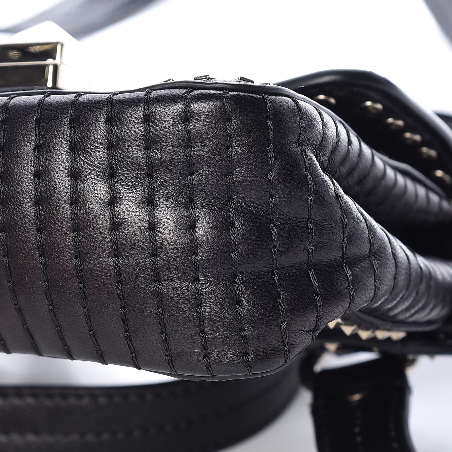 Lambskin ZiggyStud Rockstud Convertible Crossbody Belt Bag Black