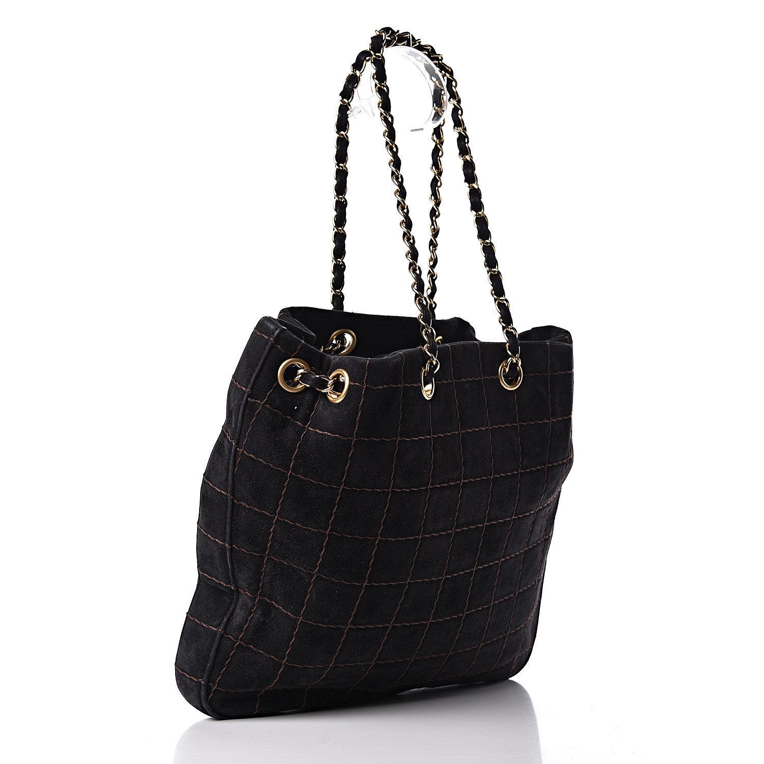 Chanel Suede Stitched Shoulder Bag Black 3 of 11