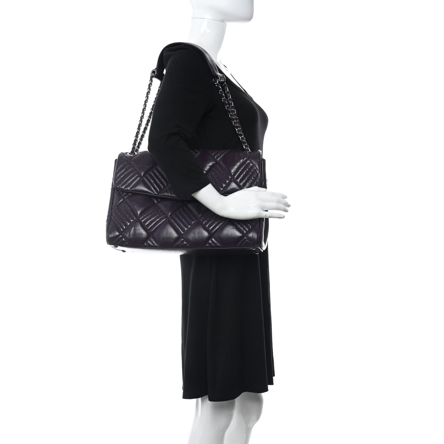 Chanel Lambskin In and Out XL Maxi Flap Dark Purple 2 of 10