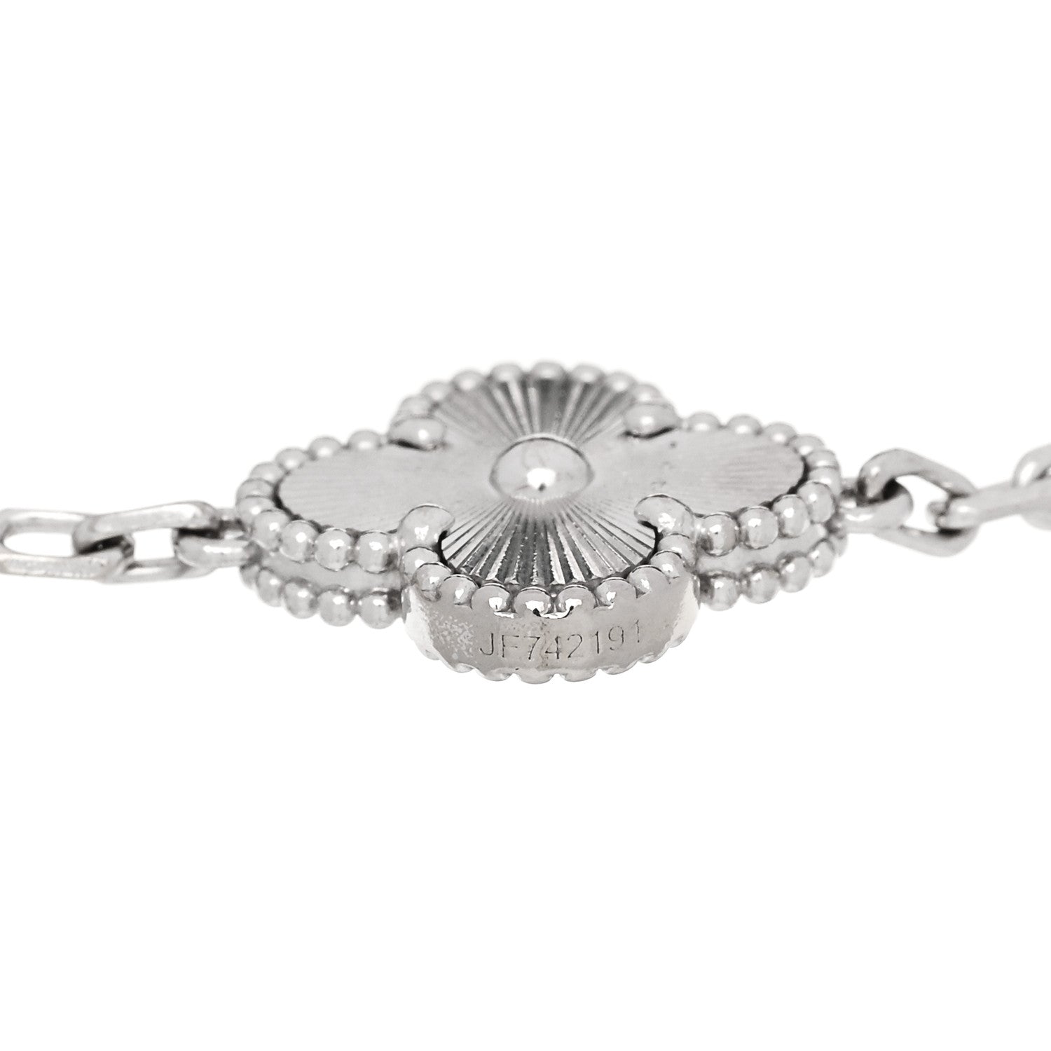 Van Cleef & Arpels 18K White Gold 5 Motifs Guilloche Vintage Alhambra Bracelet 4 of 5
