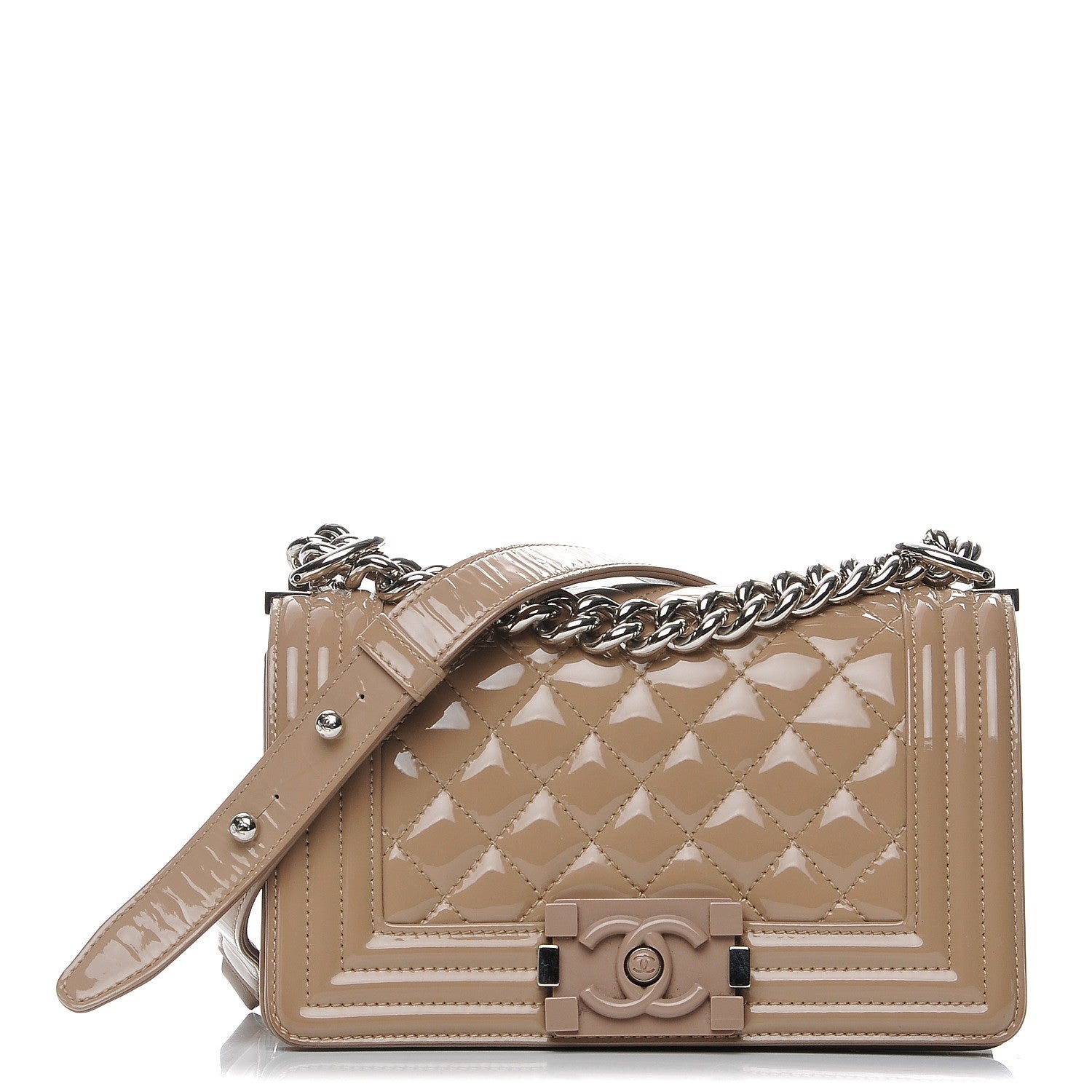 Chanel Patent Calfskin Small Boy Flap Plexiglass Beige 1 of 9