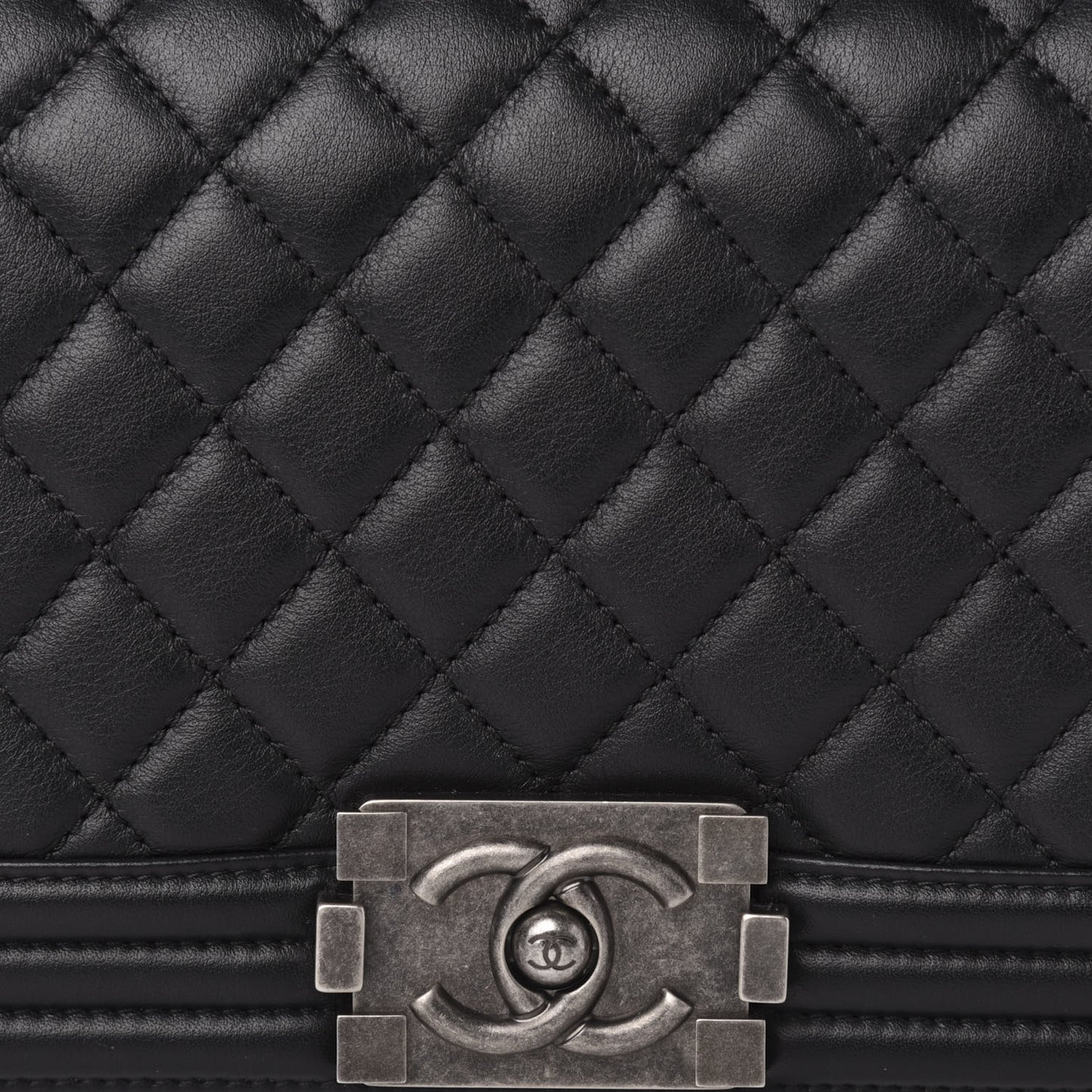 Calfskin Quilted Medium Boy Flap Black