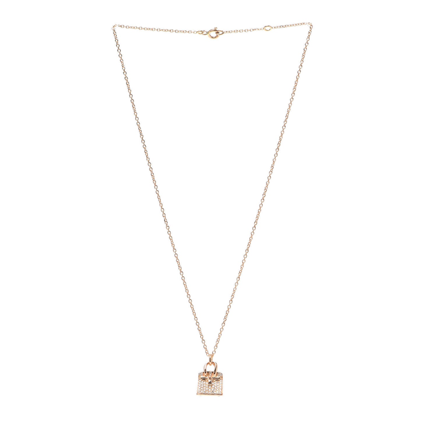 18K Rose Gold Diamond Birkin Amulette Pendant Necklace