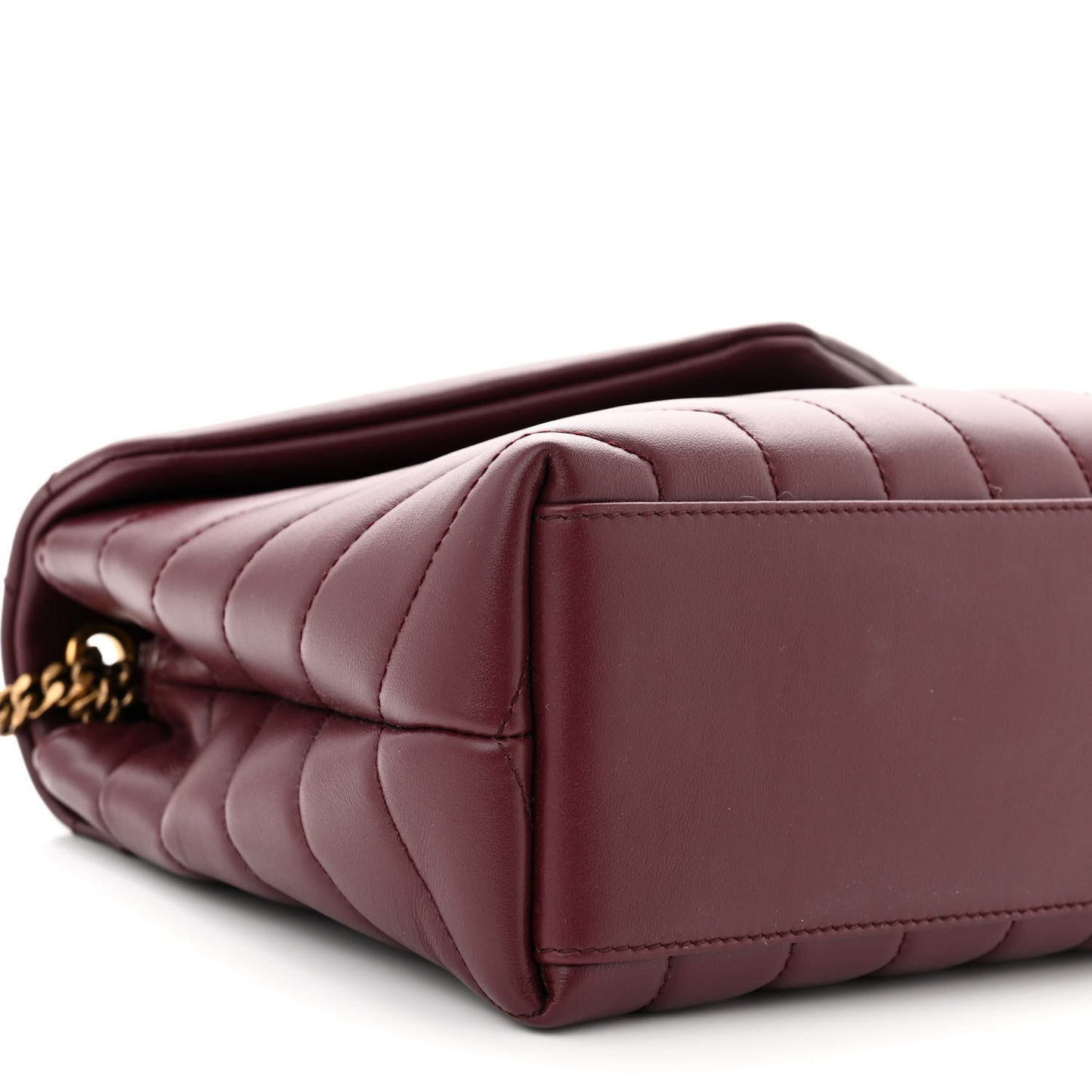 Calfskin Y Quilted Monogram Small Loulou Chain Satchel Dark Legion Red