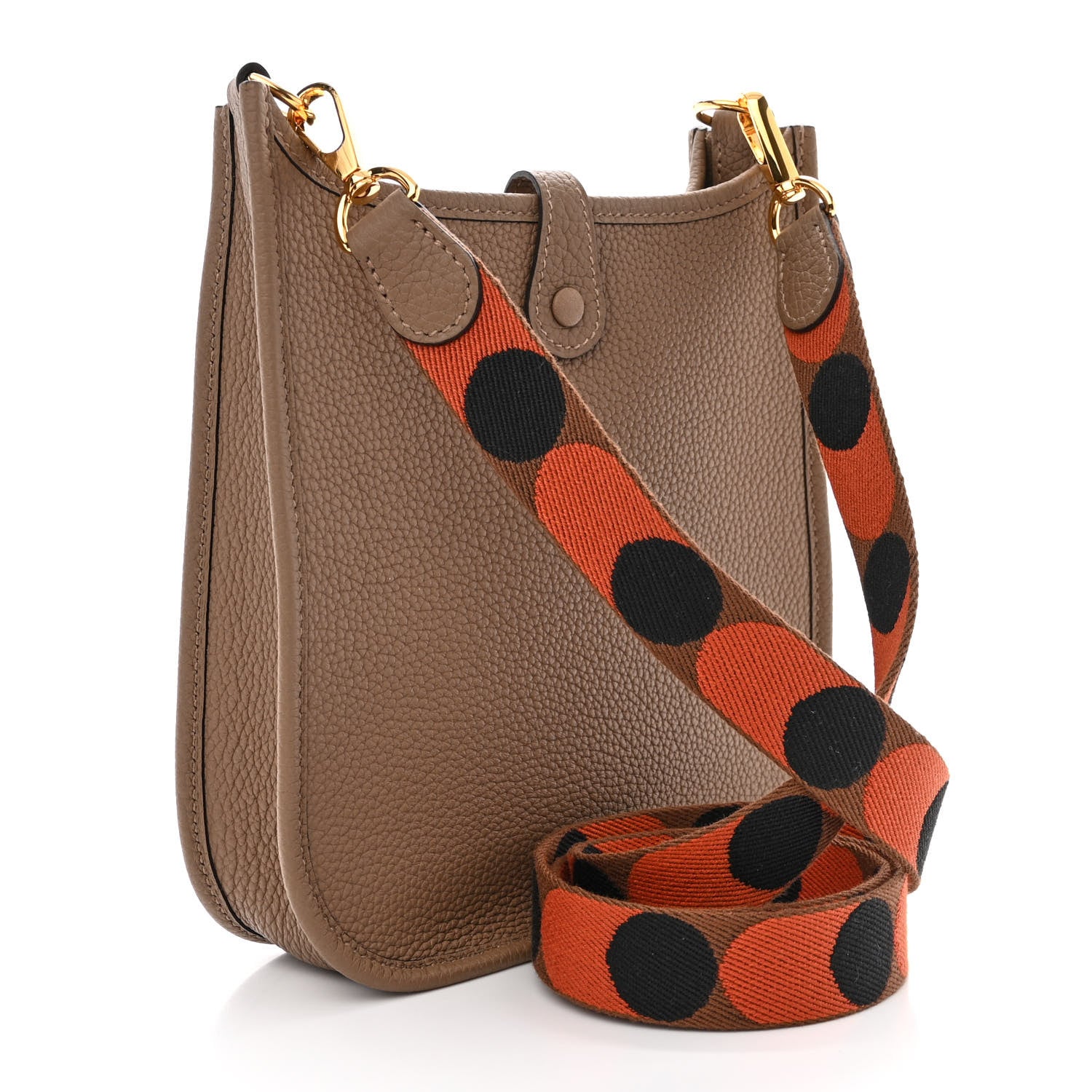 Hermes Taurillon Clemence Flipperball Sangle Evelyne TPM Beige De Weimar Noisette Cuivre Gold 3 of 11