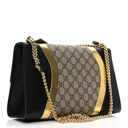 Gucci Calfskin GG Supreme Monogram Medium Padlock Shoulder Bag Black Gold 3 of 10