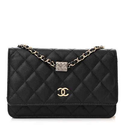 Chanel Caviar Quilted Wallet With Charms On Chain WOC Black 1 of 13