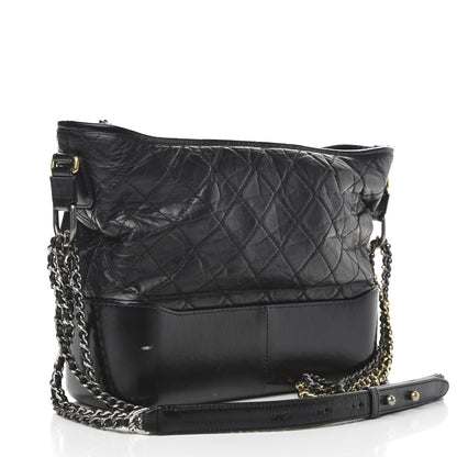 Chanel Aged Calfskin Quilted Medium Gabrielle Hobo Black 3 of 12