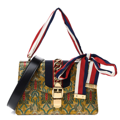 Gucci Iridescent Brocade Small Sylvie Shoulder Bag Gold 1 of 10